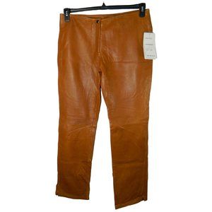 Lobi Womens Leather Pants Caramel Camel Size 10 Lined Luxurious Split Hem Rich S